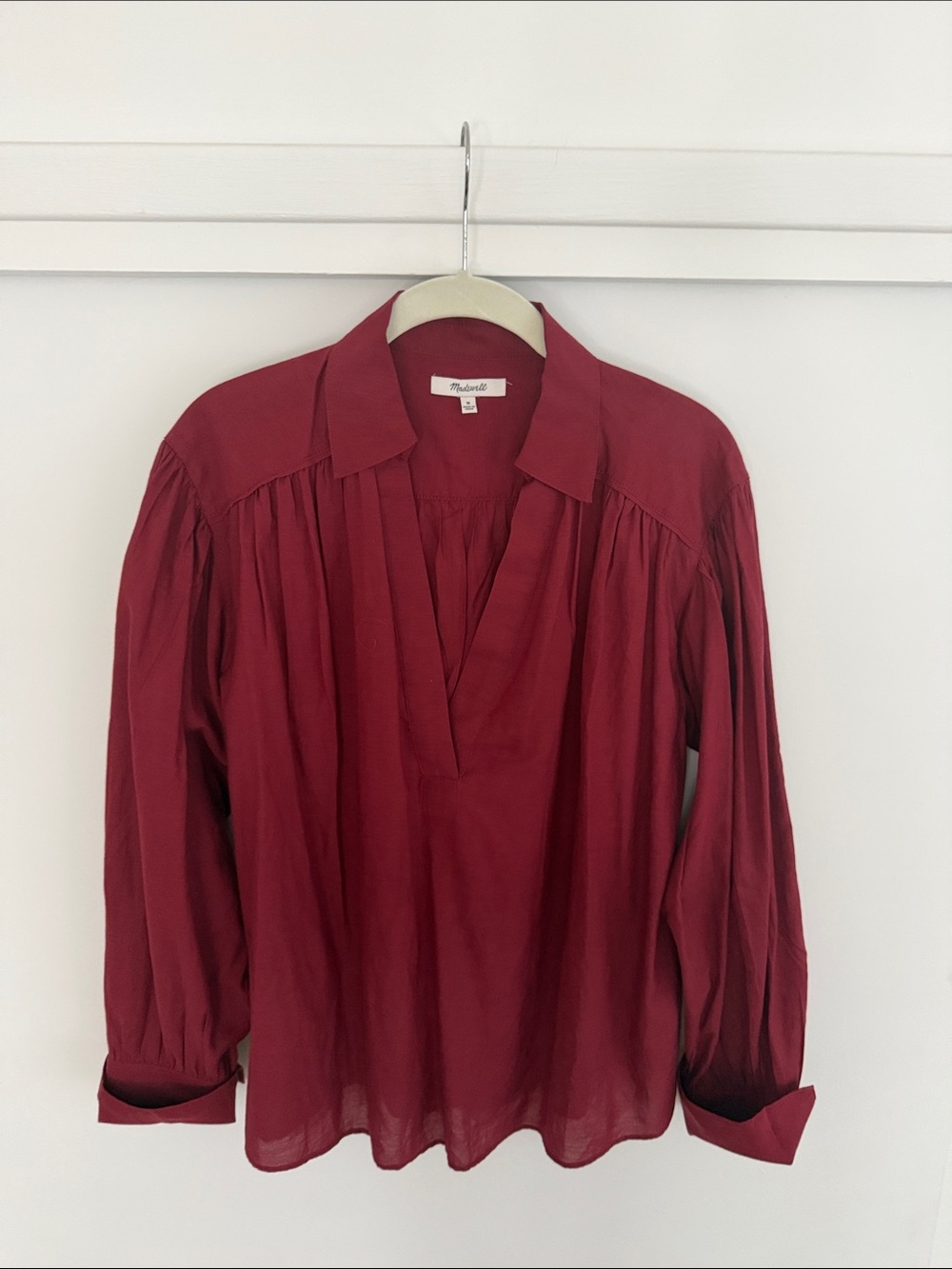 Madewell Easy Long-Sleeve Popover Shirt in Burgundy(not red) / Claret - NWOT